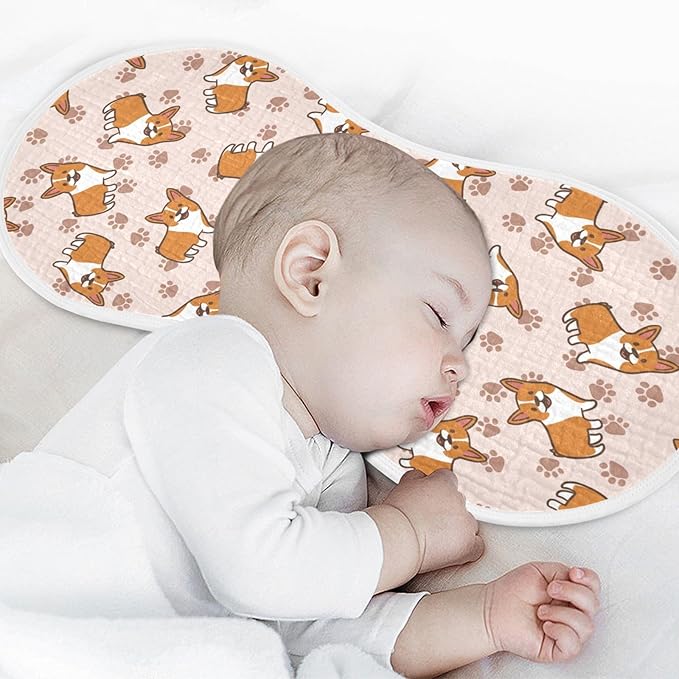 vvfelixl Burp Cloths Cartoon Corgis for Baby Boy Girls Baby Washcloths Burp Rags 1 Pack Flesh-Colored
