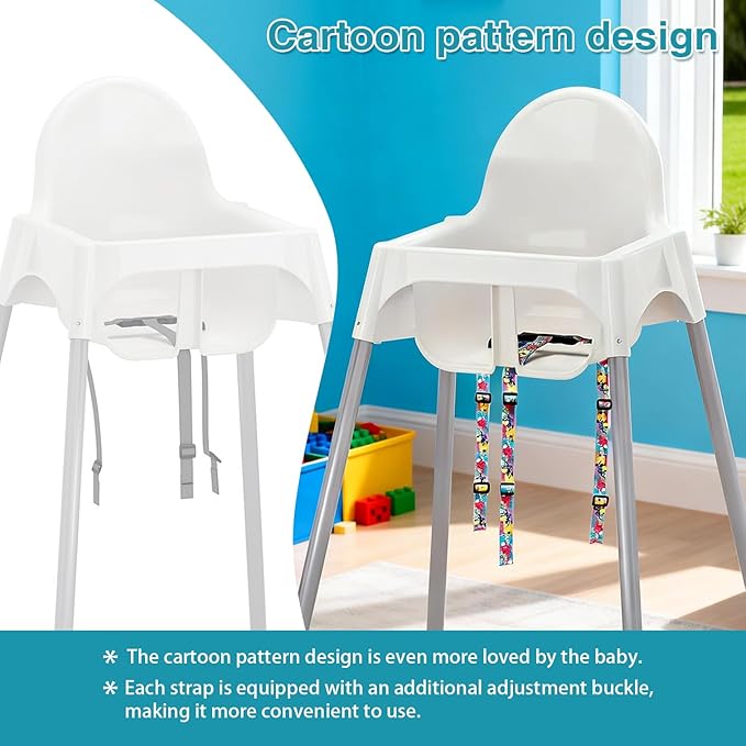 High Chair Straps Replacement for Wooden High Chair - Universal Safety Harness for Infant & Toddler, Adjustable Baby Safety Strap, High Chair Accessories Compatible with Most Wooden High Chairs