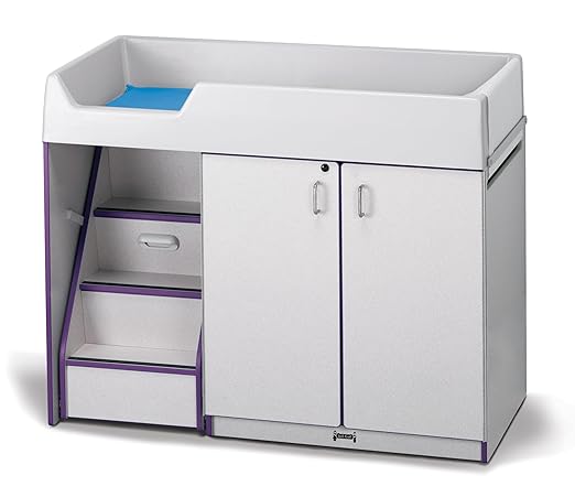 Jonti-Craft Rainbow Accents 5145JC004 Diaper Changer with Stairs, Left, Purple