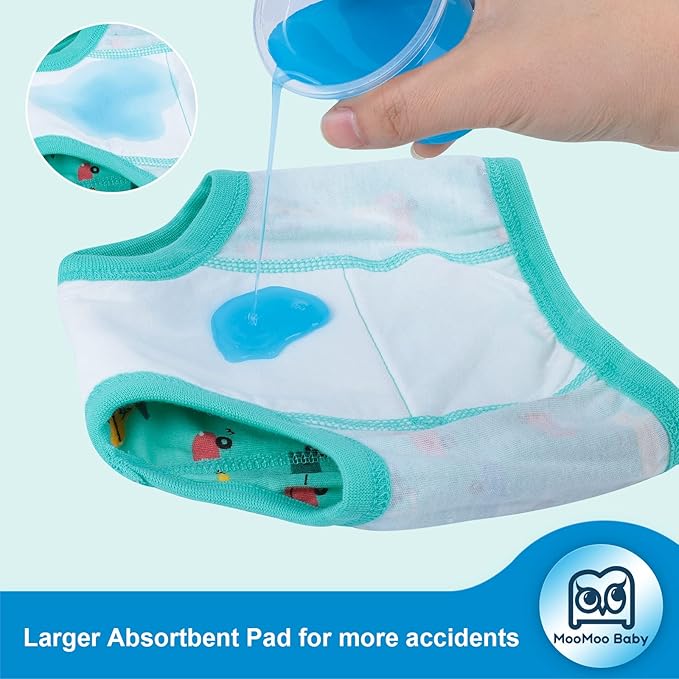 MooMoo Baby Training Underwear 4 Packs Absorbent Toddler Potty Training Pants for Boys and Girls-Cotton Animal Print 2T-6T