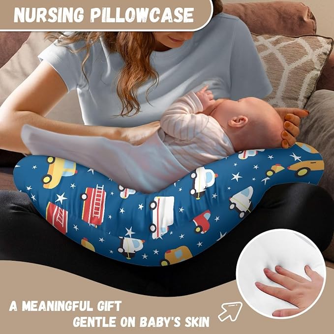 Cute Car Nursing Pillow Cover Lightweight Breathable Pillow Cover for Infant Snug, Stretchy Neutral Breastfeeding Pillow Cover