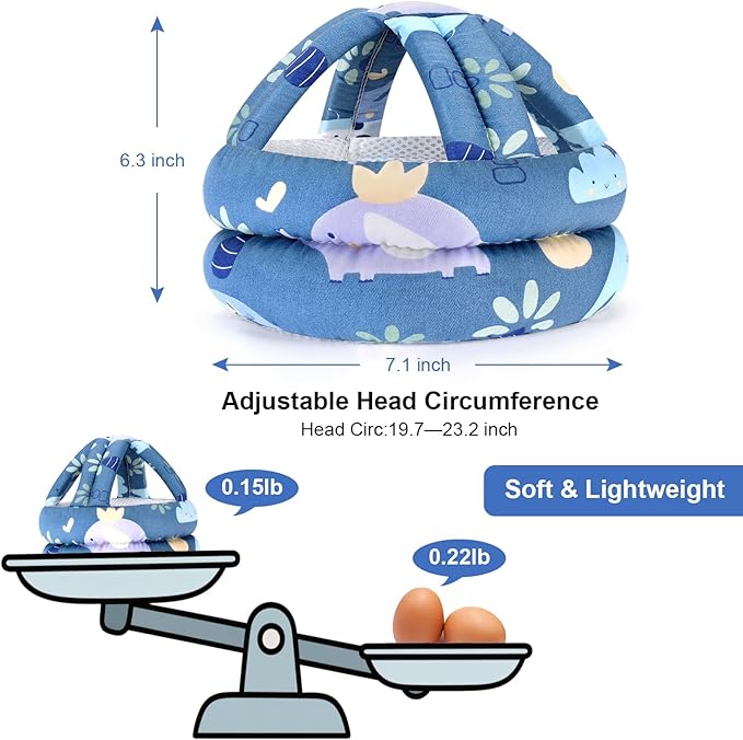 Accmor Baby Helmet for Crawling Walking, Cute Toddler Head Protector Adjustable No Bumps and Soft Cushion, Breathable Infant Safety Cap for Boys Girls Learning to Walk