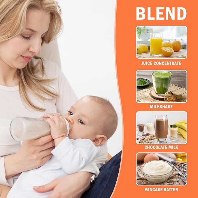Breast milk pitcher, 64oz/ 2000ml Mixing pitcher with lid, Mixing baby formula,coffee, milk and juice with Angled Plastic Blades and Adjustbale mixer plunger (one pack)