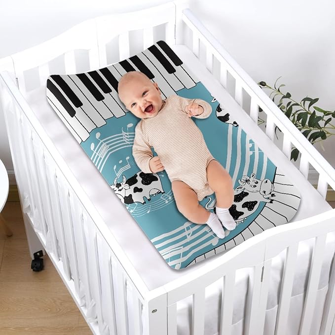 Changing Pad Cover - Music Milk Cow Soft and Stretchy Diaper Change Table Pad Covers