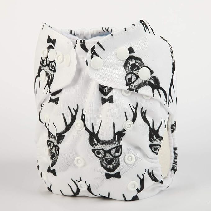 Baby Pocket Diaper Nappy Reusable Washable 8lbs to 36lbs (Deer Head)
