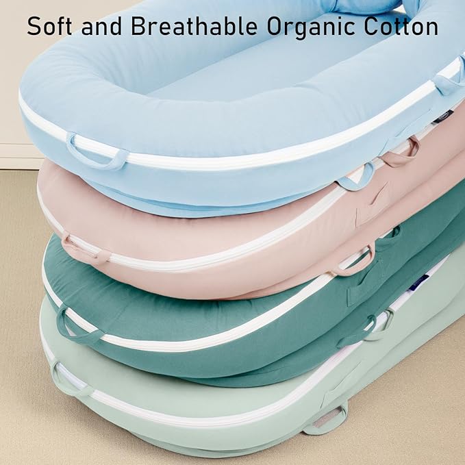 Organic Replacement Cover with Waterproof Pad | Premium Quality Spare Cover Certified Organic Cotton | Protects Against leaks | [Fits Dockatot Deluxe + Docks] (Cover Only) (Baby Blue)