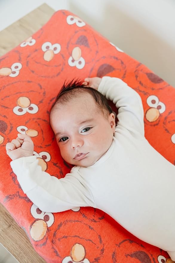 Copper Pearl Premium Knit Changing Pad Cover Soft, Stylish, and Universal Fit for All Standard Diaper Changing Pads, Trendy Design Changing Pad Covers, Elmo