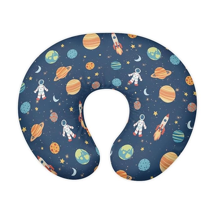 Cartoon Spaceman Nursing Pillow Cover with Hidden Zipper Soft & Breathable & Skin Friendly for Moms/Baby Stretchy Nursing Pillow Cover