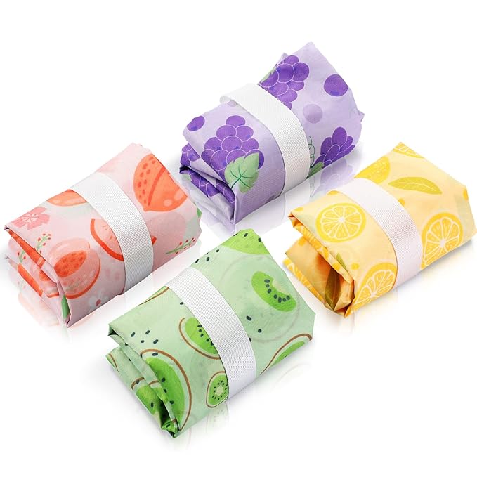 Frienda 4 Pieces Cloth Diaper Wet Dry Bag, Waterproof Reusable Washable Bag for Baby Items and Travel Zippered Pockets with Handle, Beach, Swimsuit, Dirty Gym Clothes and Toiletries(Fruit)