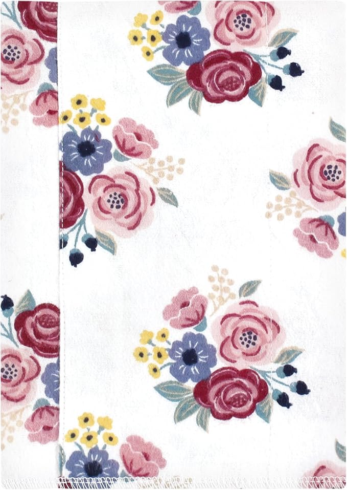 Luvable Friends Hudson Baby Flannel Burp Cloths 7pk, Rose Navy Bloom