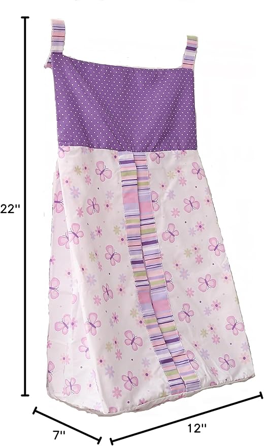 Purple Butterfly Diaper Stacker Organizer, Nursery Crib Diaper Hanging Bag for Baby Girl