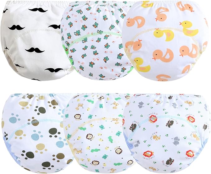 Cotton Reusable Baby Training Pants Unisex Potty Toddler Underpants Kids Waterproof Breathable Underwear 6-Pack