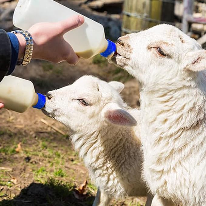 Baby Goat Nipple, 20 Pieces Goat Lamb Teat Feeder Bottle Topper Feeding,Soft Rubber Goat Milk Drinking Nipple for Nursing Lambs,Puppy (Blue, 20 Pieces)
