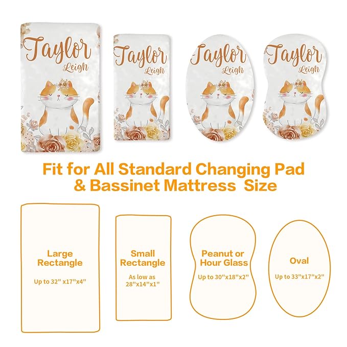 Custom Changing Pad Cover Set - Jersey Knit Comfy CozyUltra Soft Unisex Diaper Changing Table Covers with Personalized Name for Baby Boys Girls - Waterproof Ultra Soft 4 Pcs Set Style08
