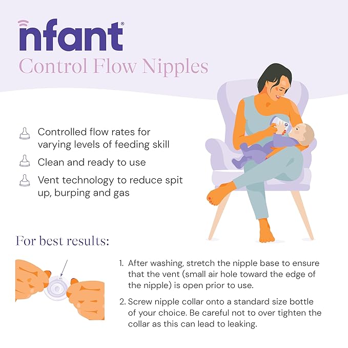 nfant | Bottle Feeding - 3X Standard Flow Nipple, Green (27ml/min), 4-Pack