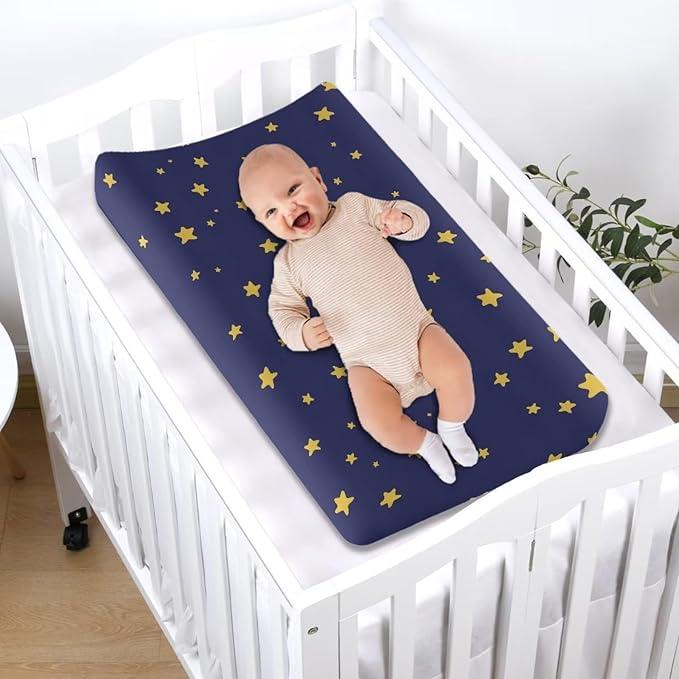 Stars Blue Sky Changing Pad Covers, Breathable Baby Change Table Cover Non Slip Change Sheet for Newborn Babies Boys Girls