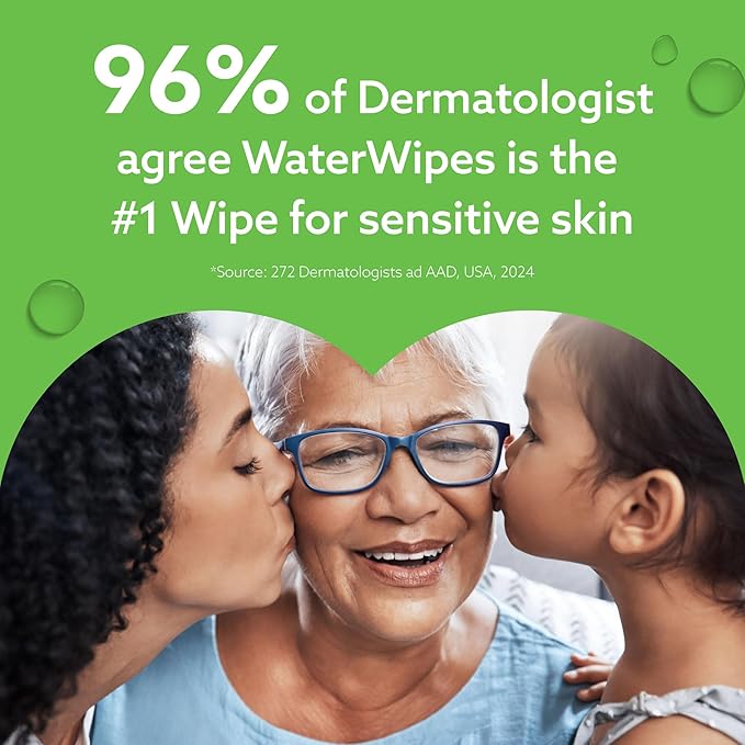 WaterWipes Sensitive+ Hydrating Boost Wipes, 3-In-1 Cleans, Cares, Hydrates, 99% Water with Aloe Vera, Unscented & Hypoallergenic Baby Wipes, 360 Count (6 Packs)