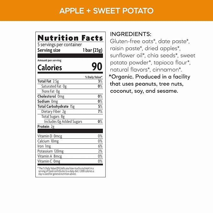 Love Child Organics Oaty Chomps Apple + Sweet Potato Snack Bars, 4 oz (Pack of 8), Gluten Free, Non-GMO, by Nature's Path
