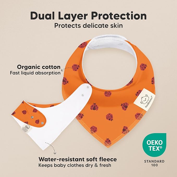 KeaBabies 8-Pack Organic Baby Bandana Bibs for Girls - Super Absorbent Triangle Baby Bibs for Drooling and Teething Infant, 100% Cotton Extra Soft for Newborn, Infant 0-36 Months (Fall Spores)