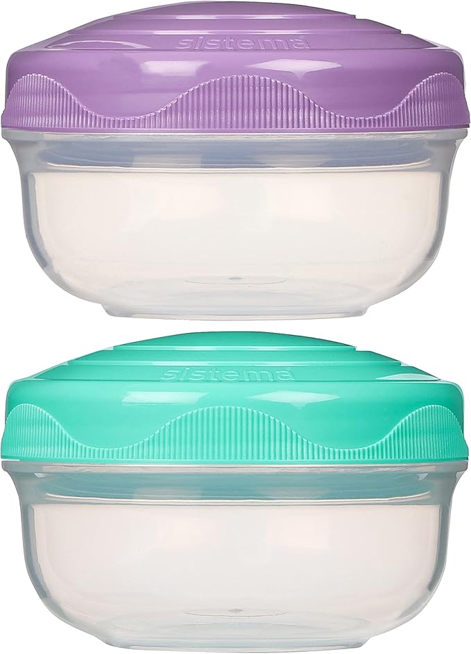 Sistema to GO PortionPod Food Storage Containers, Small Snack Pots, BPA - Free, Assorted Colours, 2 x 210 ml