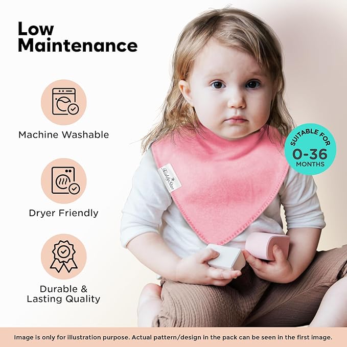 KiddyStar Drool Bibs for Babies – Organic, Unisex, Soft Absorbent Teething Bibs with Adjustable Snaps