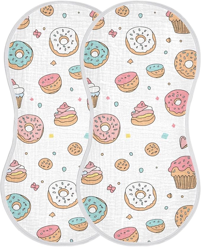 vvfelixl Cute Pastries Doughnuts Burp Cloths for Baby Boy Girls Baby Washcloths Burp Rags 1 Pack