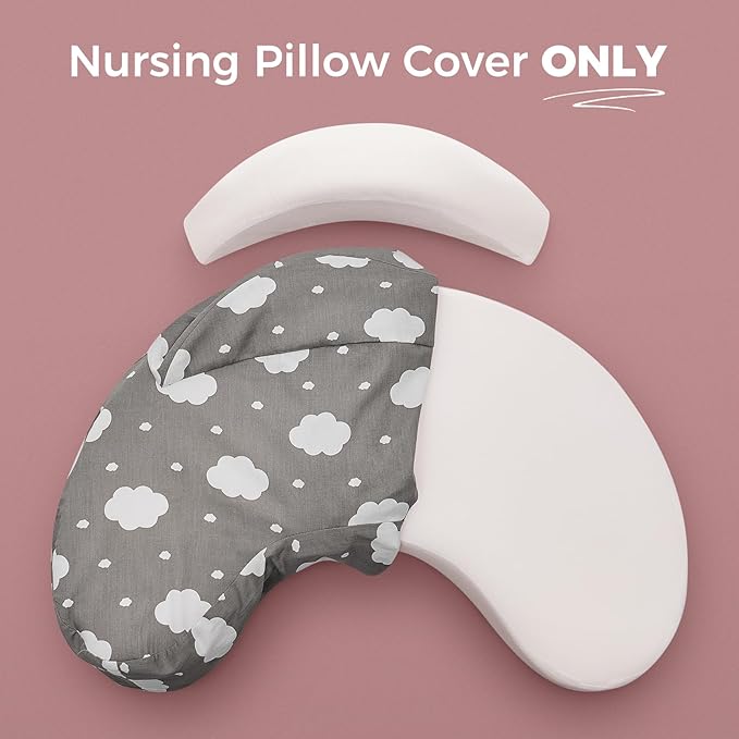 Momcozy Nursing Pillow Cover for Memory Foam Pillow- Pioneering Safety Fence - Plus Size Breastfeeding Pillow for Ergonomic Comfort & Support-Easier and Healthier Nursing, Cotton Cover Only