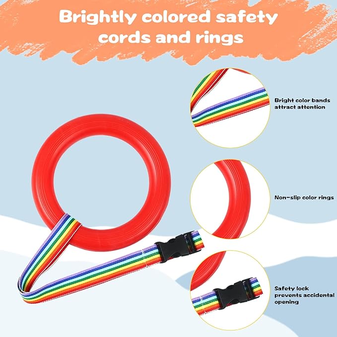 12 Sets Walking Rope for Preschool Toddlers Walking Rope, Detachable Transition Ropes with Handles, Colored Cords for Preschoolers, School and Outdoor Use