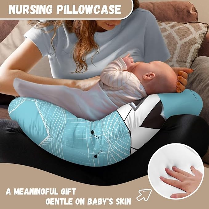 Black Cat Piano Boys Girls Breastfeeding Pillow Cover Ultra Soft Breathable Nursing Support Pillow Cover with Hidden Zipper Infant Feeding Cushion Case for New Parents