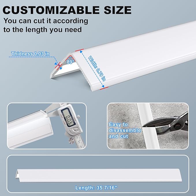 White Wall Corner Protector, 4Pcs, Length 35.4in, Width 0.79in - Self Adhesive Metal Corner Protector for Aluminum Trim molding, Cabinet Edge Guard, Easy to Install