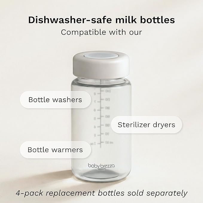 Baby Brezza All Day Portable Breastmilk Cooler, Large 20z Capacity, Insulated Travel Bottle Includes 2 Ice Packs + 2 Bottles, Black