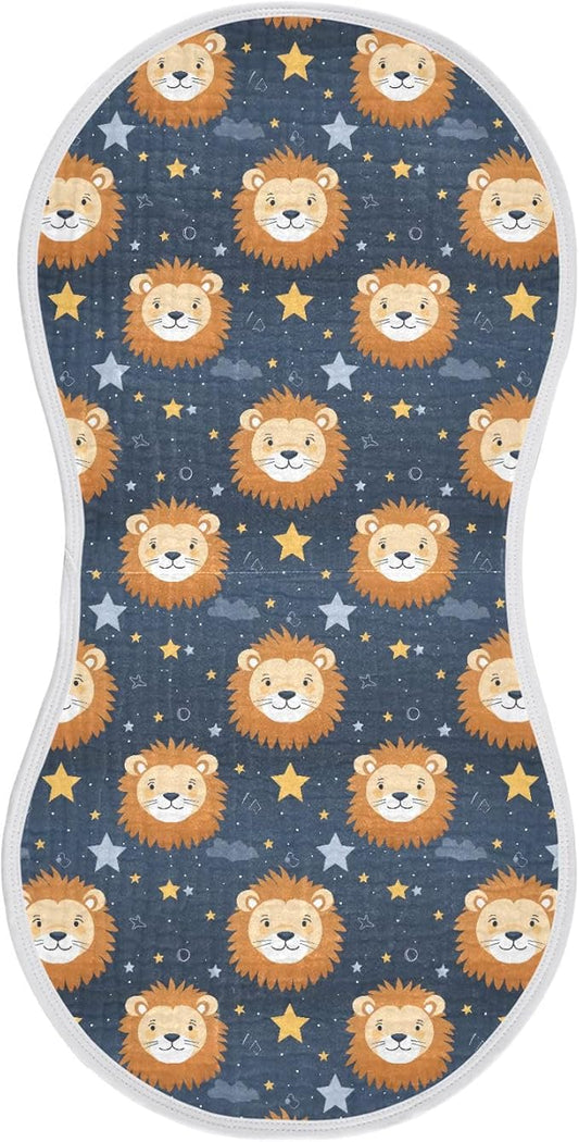 1Pc Cute Lion Burp Cloth,Unisex Large Absorbent Soft Cotton Muslin Burping Cloths for Newborn Boys Girls,11x22in,A111664