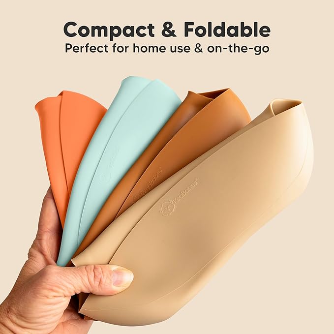 KeaBabies 2-Pack Silicone Bibs for Babies, Toddlers Girl, Boy – Sturdy Food-Grade Baby Bibs for Eating, Large Food Catcher, Clean & Put On Easily, Waterproof Toddler Feeding Essentials (Amaze)