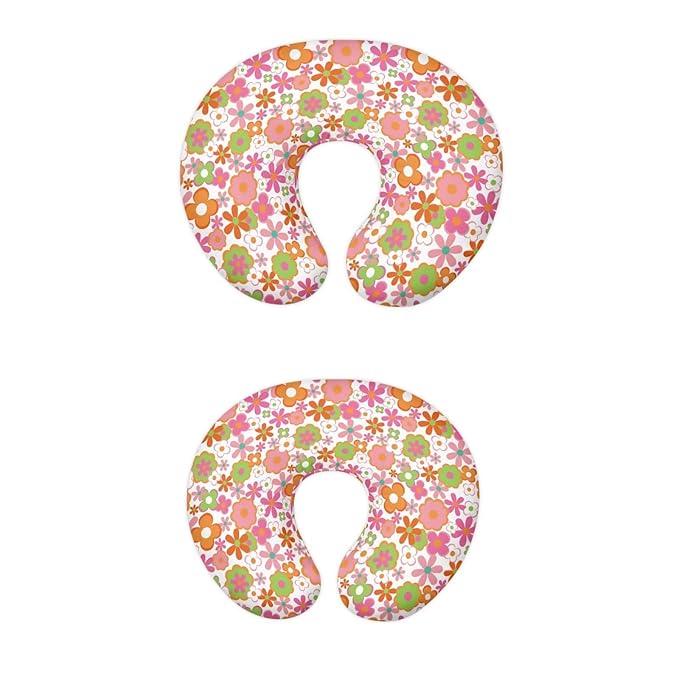 Cartoon Colored Hippie Flowers Nursing Pillow Cover Ultra Soft Comfortable Newborn Nursing Pillow Case Breathable and Skin Friendly
