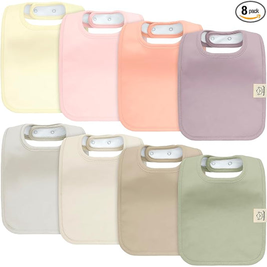 KeaBabies 8-Pack Organic Baby Bibs for Boys, Girls - Super Absorbent Cotton Drool Bibs for Baby Girl & Boy, Teething Toddler, Drooling Newborn, Ultra Soft & Machine Washable (Embrace)