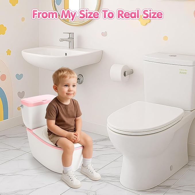 3-in-1 Toddler Potty Training Toilet - Realistic Toddler Toilet with Flushing Sound & Paper Holder | Removal Potty Training Seat | Kids Potty as Stool for Boys and Girls