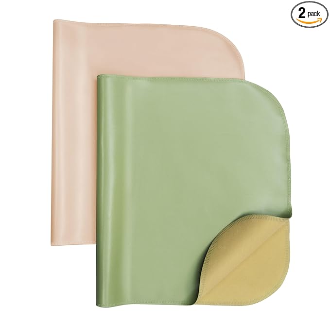 Elantrip Changing Pad for Bed - Leather Changing Pad for Baby, Portable Baby Changing Mat Travel, Compact Diaper Change Mat, Fits Diaper Bag Green and Beige