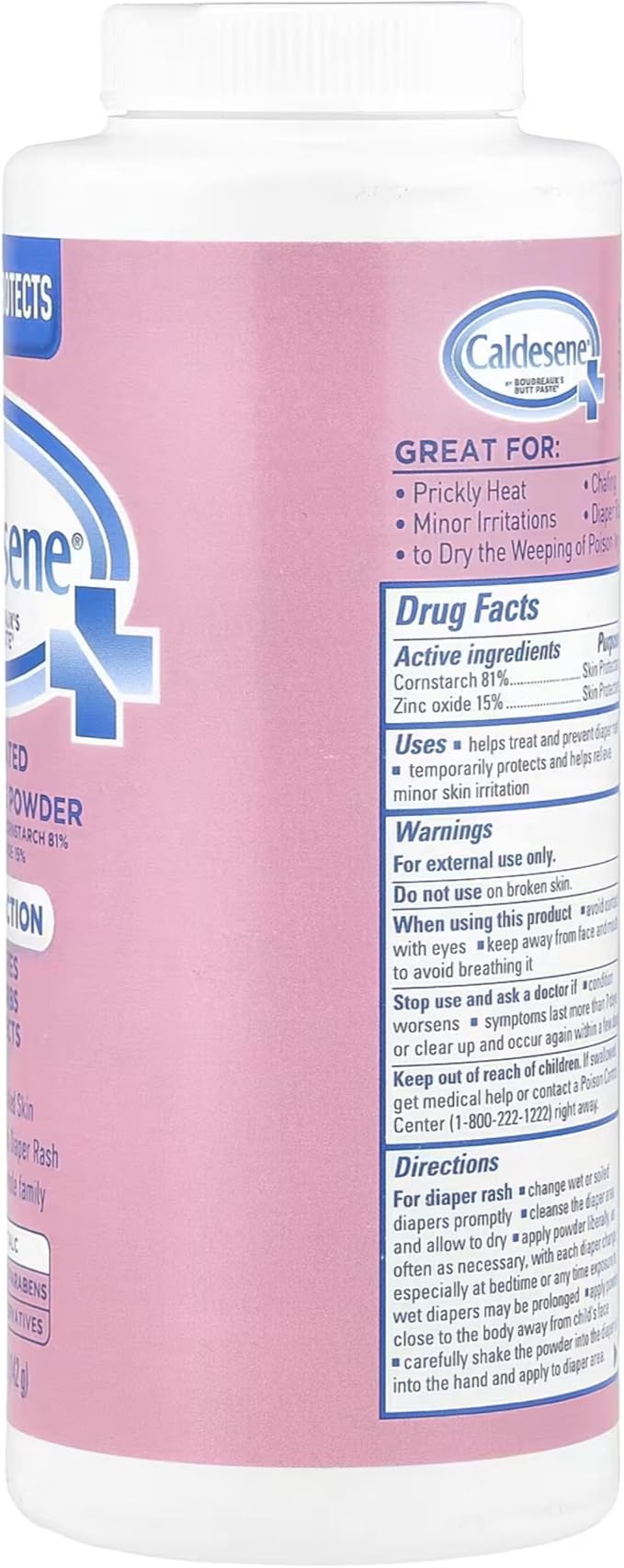 Caldesene Medicated Protecting Powder with Zinc Oxide & Cornstarch-Talc Free, 5 Ounce (12 Pack)