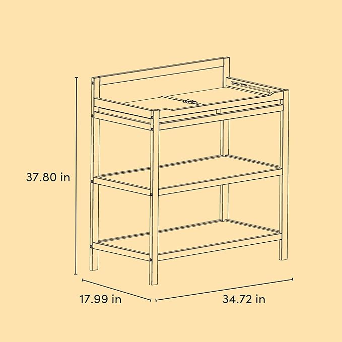 Storkcraft Alpine Changing Table (Driftwood) - Includes Water Resistant Changing Pad with Safety Strap, 2 Open Shelves for Storage