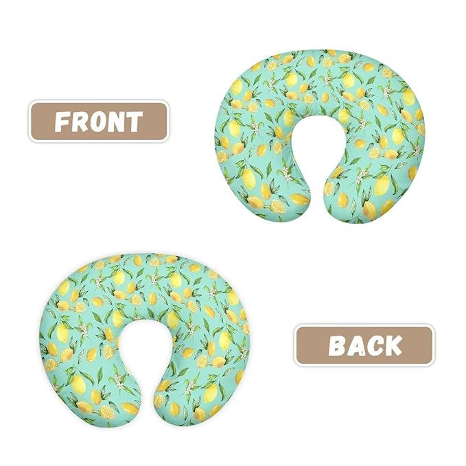 Lemon and Green Leaf Nursing Pillowcase Baby Breastfeeding Slipcover Infant Newborn Nursery Bottle Pillowcase Stain Resistant and Scratch Resistant