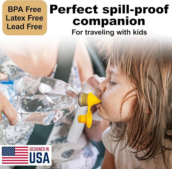 [4 Pack] Sipppz Nozzles - No Spill Silicone Bottle Top Spout - Soft, Flexible Silicone - Blue, Green, Yellow, Pink - Fit Most Standard Bottles - BPA-Free, Latex-Free, Lead-Free