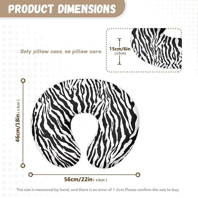 Classic Zebra Stripes Nursing Pillow Cover for Baby Boy Girl Breastfeeding Slipcover Infant Newborn Nursery Bottle Pillowcase Lightweight and Easy to Clean