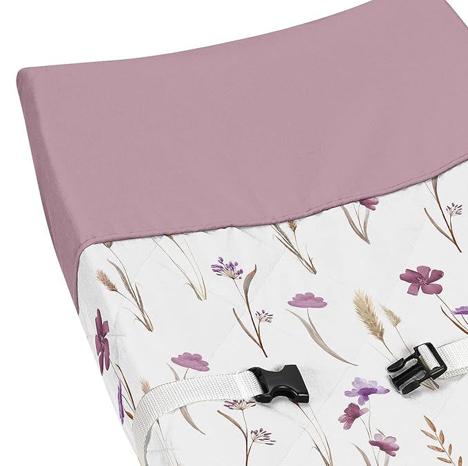 Sweet Jojo Designs Boho Floral Garden Flower Girl Baby Changing Pad Cover Infant Newborn Diaper Table Change Mat Sheet Purple Watercolor Bohemian Farmhouse Wildflower Vintage Shabby Chic Wheat Nature