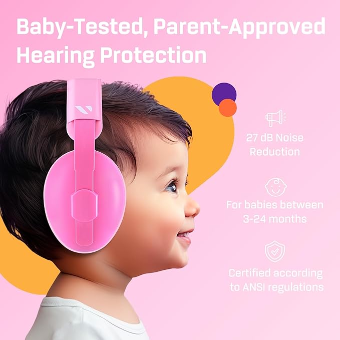 Vanderfields - Hearing Protection Ear Muffs - Over 33 dB (2K Hz) Broad Noise Cancelling Sound Reduction - Baby and Toddlers
