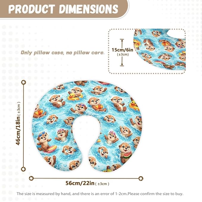 Jeiento Funny Cute Otter Nursing Pillow Cover Breastfeeding Pillow Slipcover for Baby Boys Girls Soft Comfortable Nursing Pillows Soft Cover with Zipper