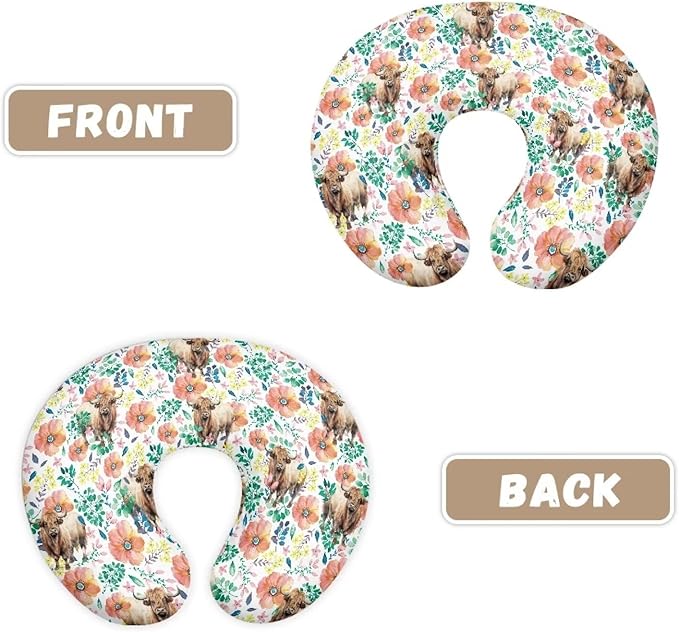 ZOUTAIRONG Floral Cattle Nursing Pillowcase Nursing Pillow Cover for Baby Girl Boy Breast Feeding Pillowcases Soft Washable Newborn U-Shaped Breastfeeding Pillow Covers Cushion Cover