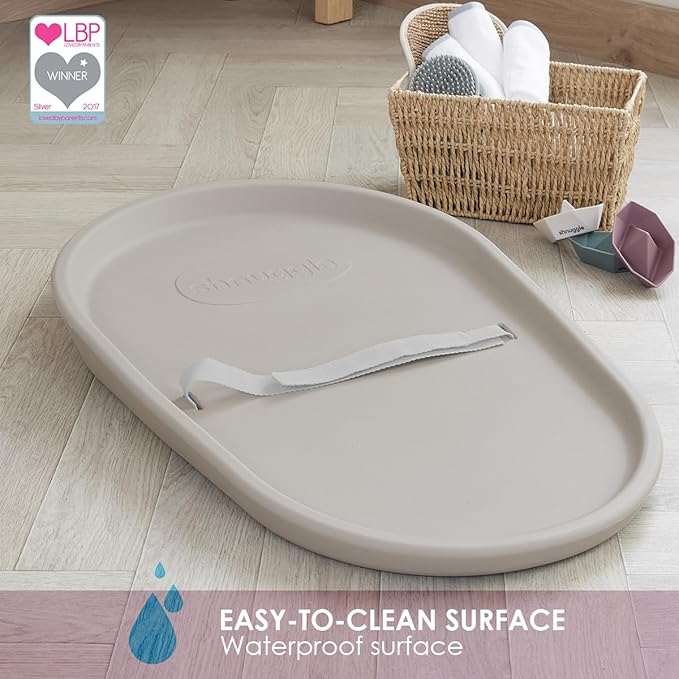 Shnuggle Changing Essentials Bundle - Squishy Changing Mat Grey + Eco-Touch Diaper Bin + Better Bag Liners - Wipeable, Odor-Locking, Eco-Friendly, No Costly Refills