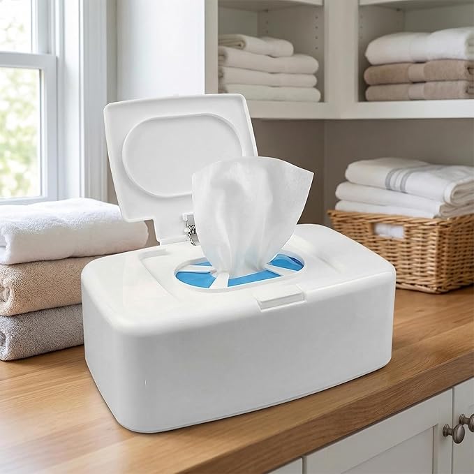 BESPORTBLE 3Pcs White PP Wipe Dispenser Box: Push Button Holder for Baby and Adult Flushable Wipes - Minimalist Wet Tissue Case Fits Water