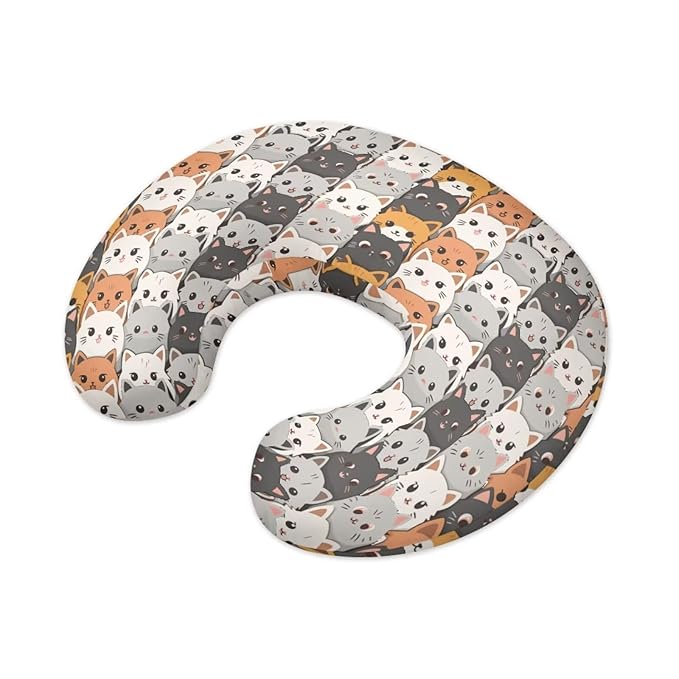 Cute Cat Nursing Pillow Cover for Baby Girls U Shaped Nursing Pillow Case Soft Nursing Covers for Breastfeeding Pillows Fits On Standard Infant Nursing Pillows Grey