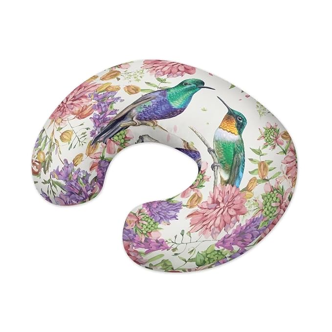 Hummingbird Flower Nursing Pillow Cover Skin-Friendly Durable Breastfeeding Pillows Cover with Hidden Zipper Easy to Put On & Remove Feeding Pillow Case for Home Sofa Decor